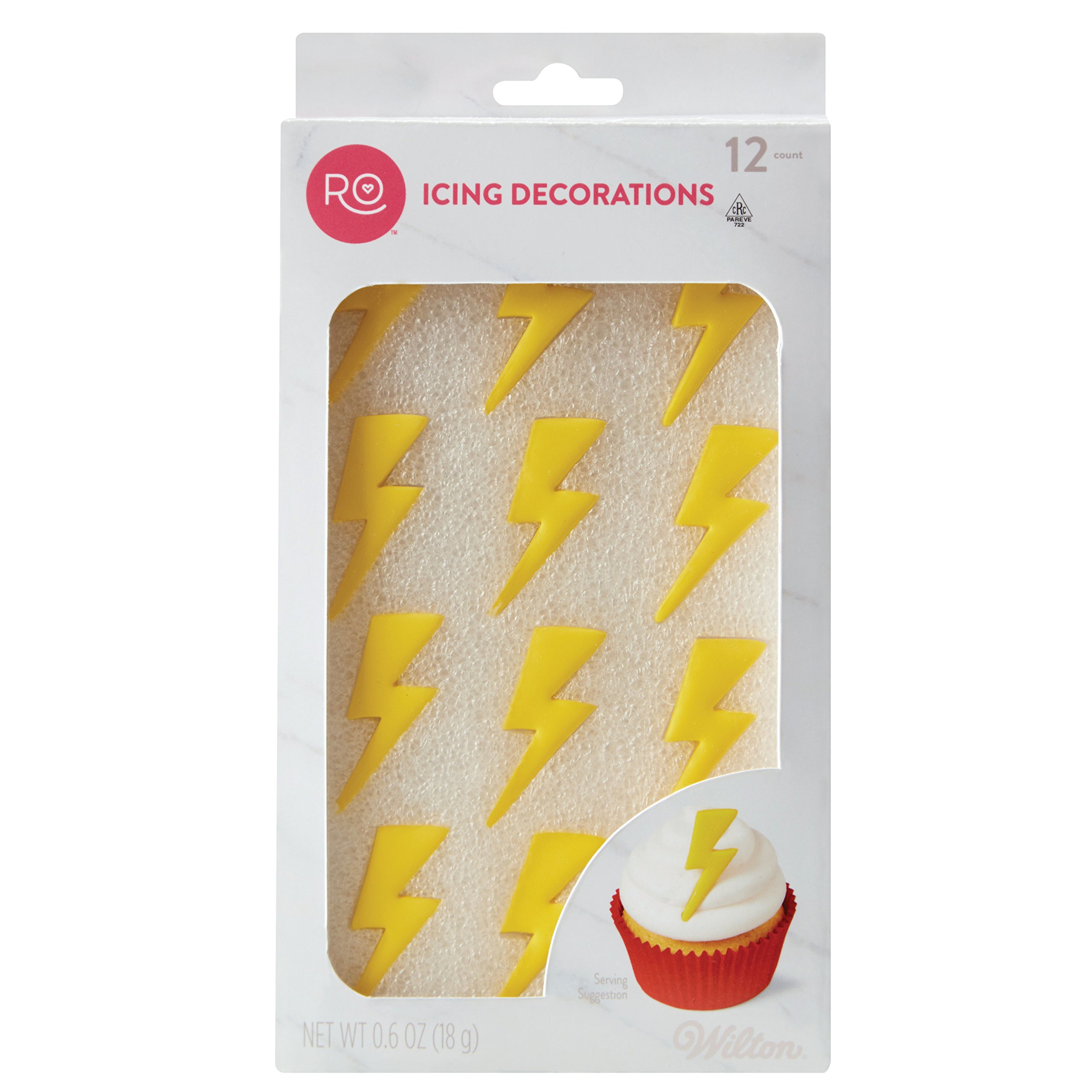 ROSANNA PANSINO by Wilton Lightning Bolt Icing Decorations - 12-Pack Cupcake Toppers for Birthday Cakes, Party Desserts & Baking Decorations