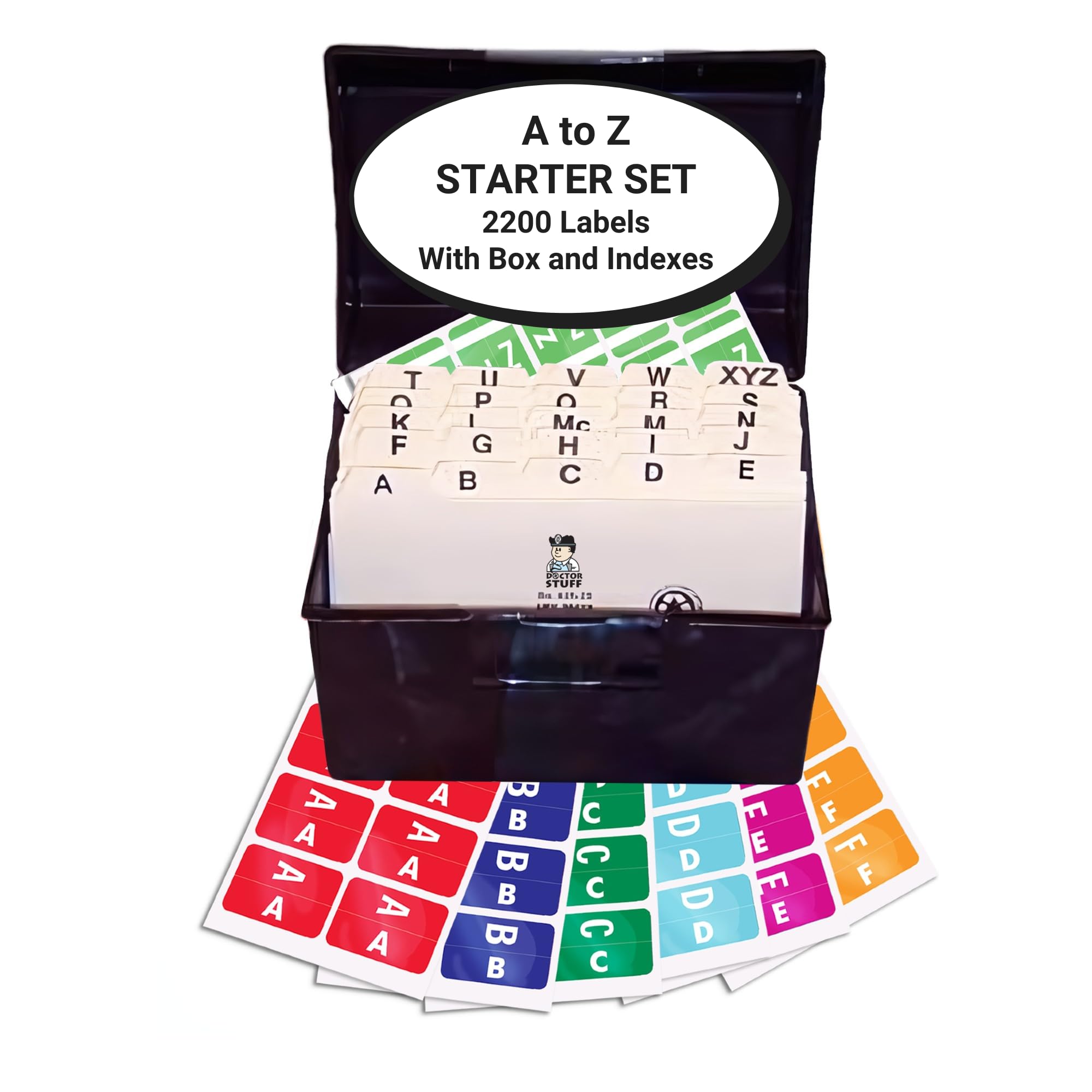 A to Z Alphabet Labels for File Folders - 2200 Medical Color Code Stickers with File Box & Indexes | Compatible with Smead SMAM Series | Perfect for Doctors Offices, Medical Charting & Office Organization