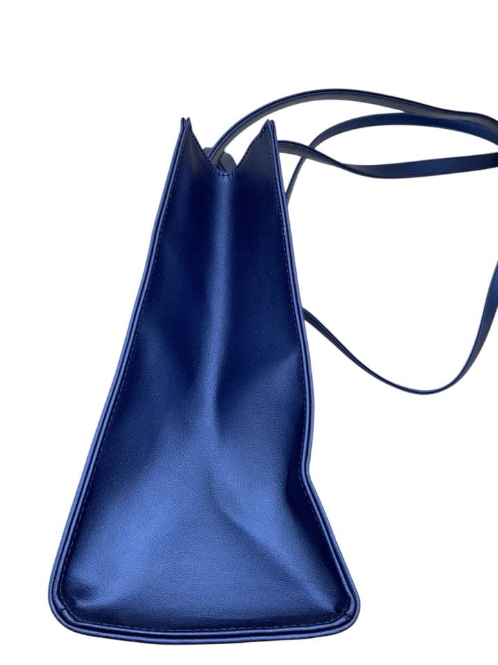 Telfar Cobalt Blue Medium Shopping Tote Bag - Vegan Leather Handbag for Women, Work, Travel & Everyday Use