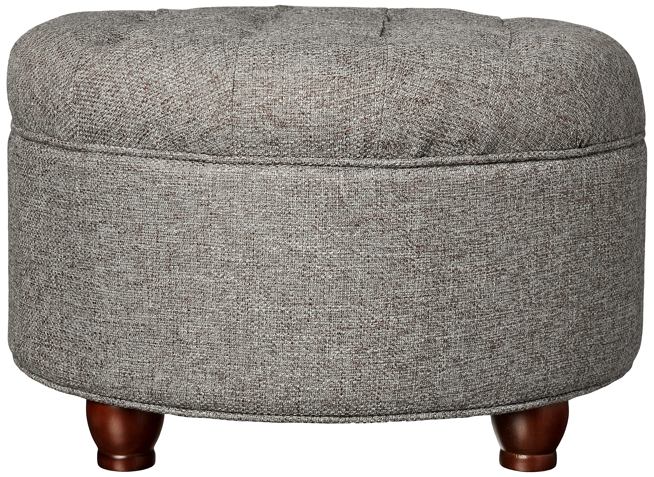 Homepop Button Tufted Woven Round Storage Ottoman - Dark Gray Storage Footrest for Living Room & Bedroom | Perfect for Small Space Organization & Extra Seating
