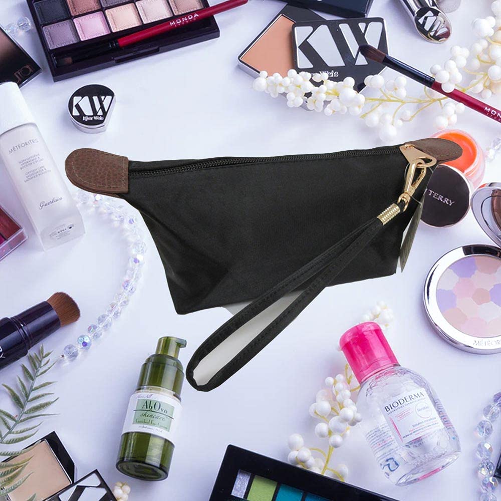 Waterproof Cosmetic Pouch Travel Bag - Multi-Function Makeup Organizer with Zipper Compartments for Toiletries, Black (Perfect for Travel, Gym & Daily Beauty Storage)
