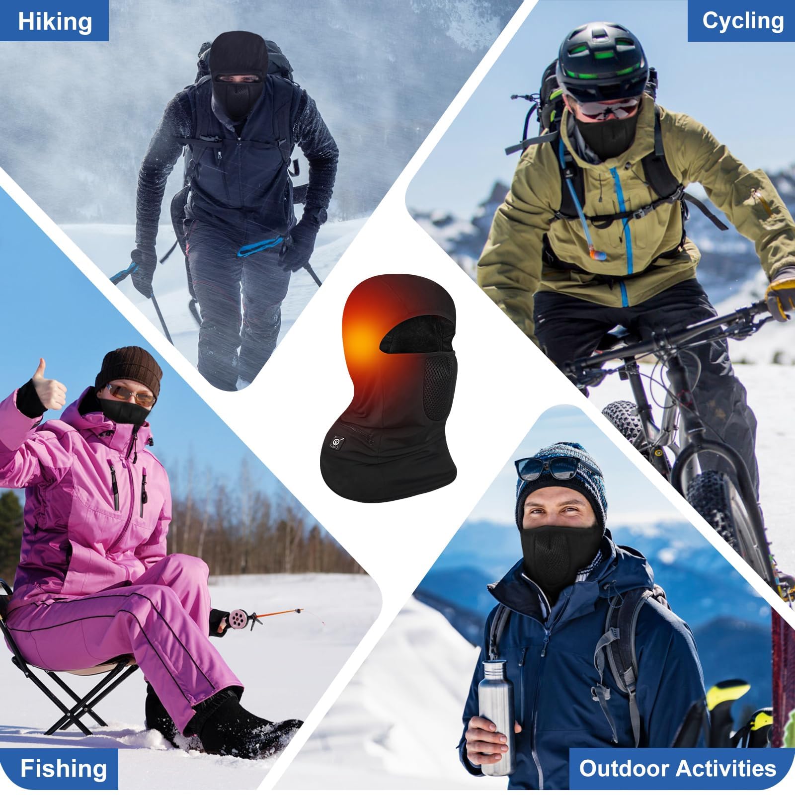 WERMSOCK Heated Ski Mask - Battery Powered Balaclava for Men & Women, Windproof Thermal Face Cover for Skiing, Snowboarding & Motorcycle Riding - Stay Warm in Cold Weather