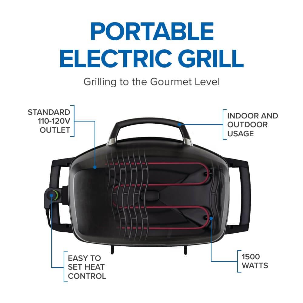Napoleon TravelQ PRO285E Portable Electric Grill - Compact & Lightweight for Tailgating, Camping, RV Trips & Small Outdoor Cooking | Perfect for BBQs, Picnics & Backyard Gatherings