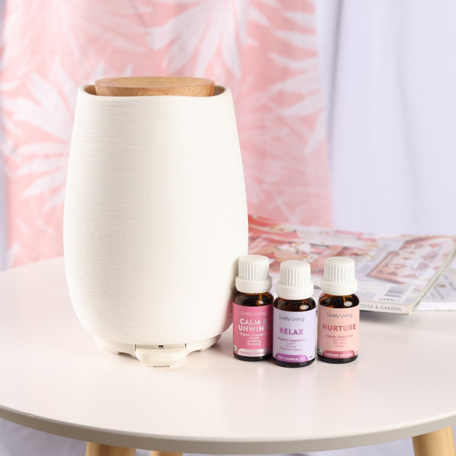 Aroma Fern Ceramic Diffuser & Sleep Sanctuary Trio - Essential Oil Diffuser Set for Relaxation, Aromatherapy and Better Sleep | Perfect for Bedroom, Yoga and Spa