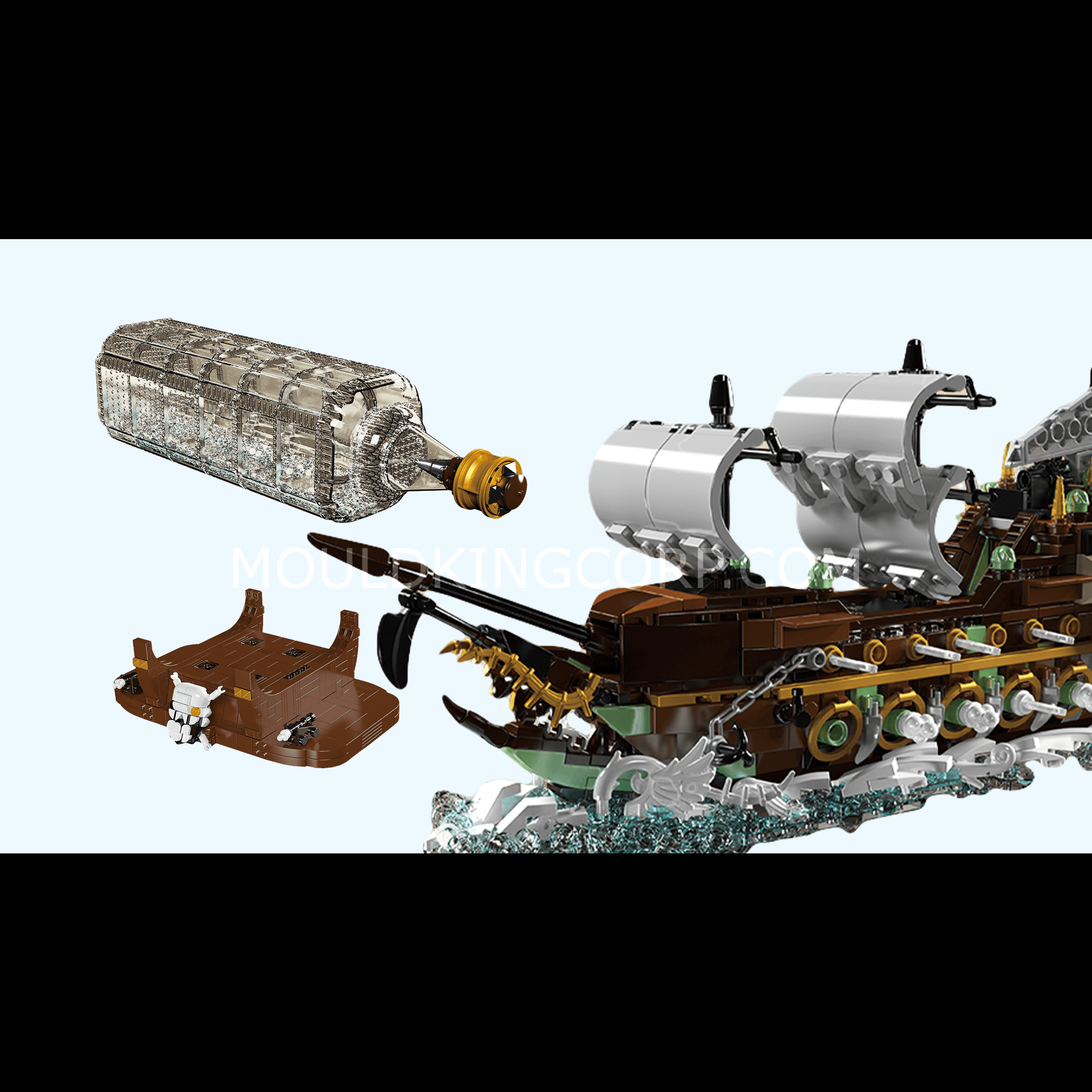 Mould King 10067 Flying Dutchman Ship in a Bottle Building Kit - 2,499 Piece Model Ship Set for Adults & Collectors | Perfect for Home Decor, Office Display & Nautical Gift Ideas