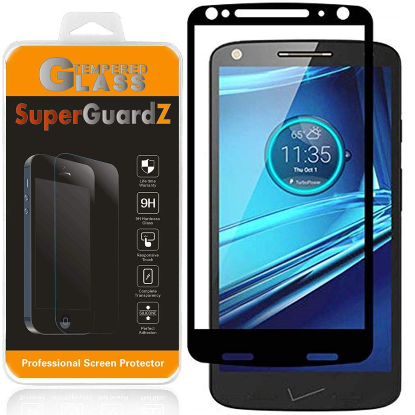 Motorola Moto Droid Turbo 2 Tempered Glass Screen Protector - Full Coverage, Edge-to-Edge, Anti-Scratch - SuperGuardZ with Lifetime Replacement + 2 Stylus Pens - Perfect for Daily Use, Gaming & Business Professionals