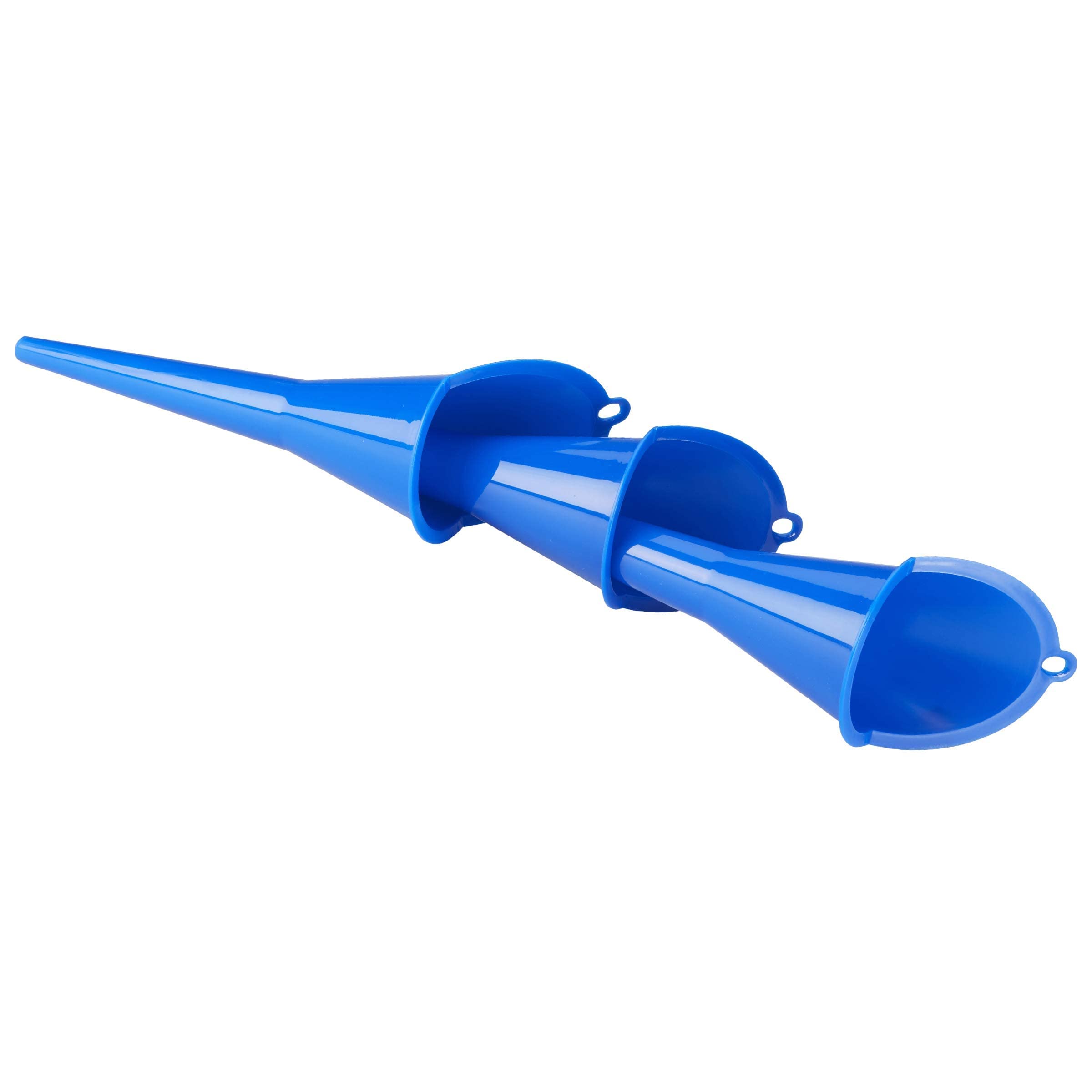 Premium Round Kitchen Funnel for Bottles, Jars & Containers - Heavy Duty Automotive Oil Funnel for Gas, Lubricants & Fluids - 12oz Oval Funnel (3-Pack, Blue) - Perfect for Cooking, Baking, DIY Projects & Car Maintenance