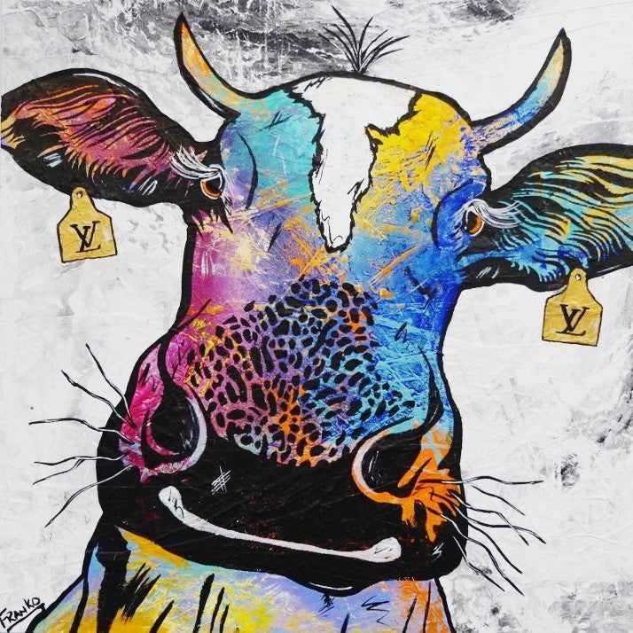 Abstract Realism Farm Cow Painting - Modern Wall Art for Home & Office Decor - Perfect for Living Room, Bedroom, or Farmhouse Style Interiors