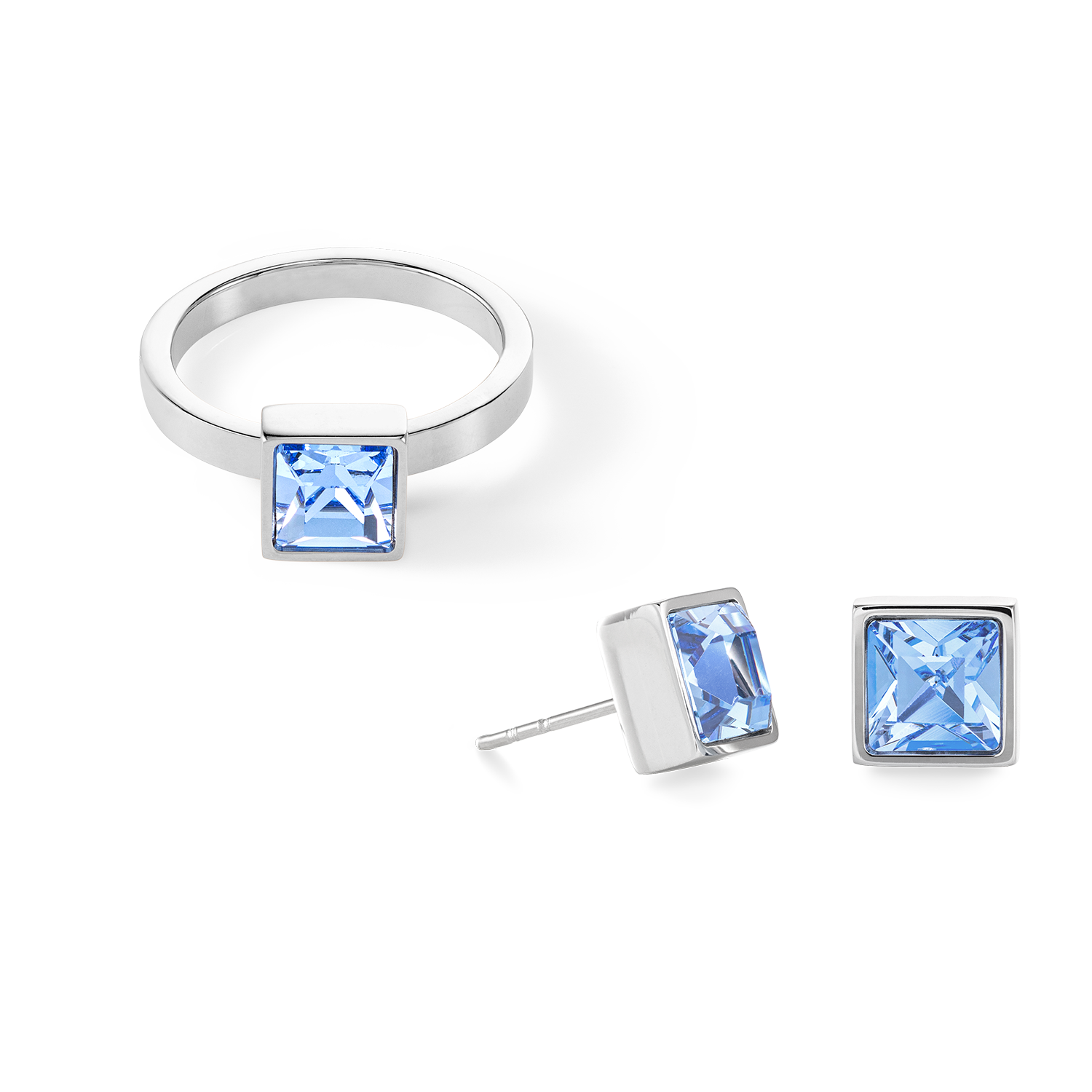 Stunning Square Big Ring in Silver with Light Blue Accents - Perfect for Weddings, Parties & Everyday Elegance