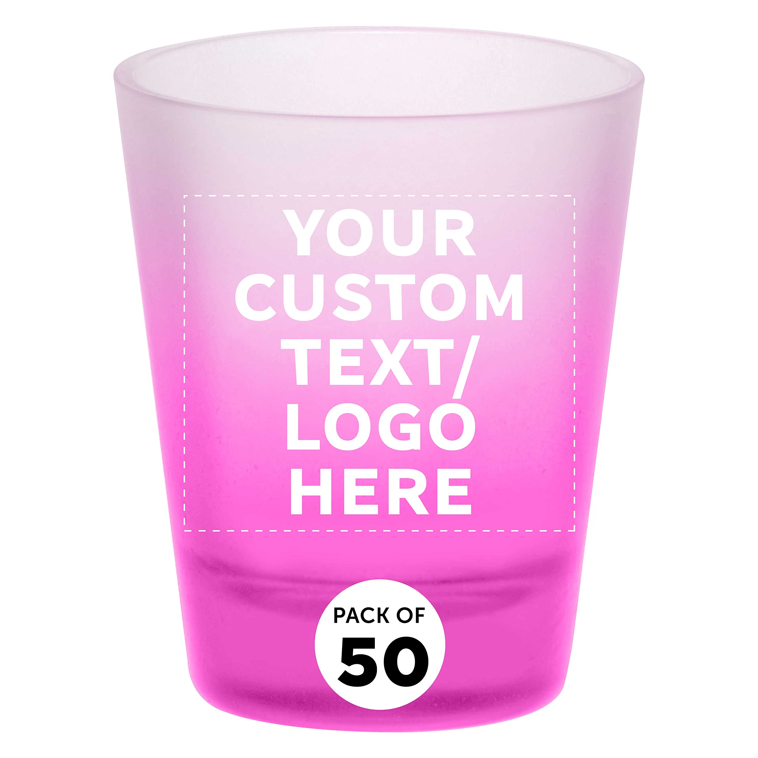 Custom Shot Glasses with Frosted Glass - 1.75 oz (48-Piece Bulk Set) - Personalized Barware for Weddings, Birthdays & Parties - Ideal for Indoor & Outdoor Events - Pink Drinking Glasses - Perfect for Home Bars, Bachelor Parties & Cocktail Nights