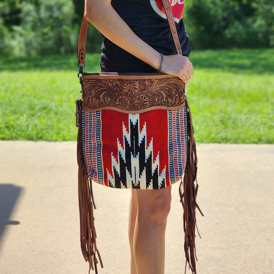 American Darling Fringe Crossbody Bag - Red, Black & White Colors | Stylish Boho Purse for Women, Perfect for Parties, Concerts & Everyday Use
