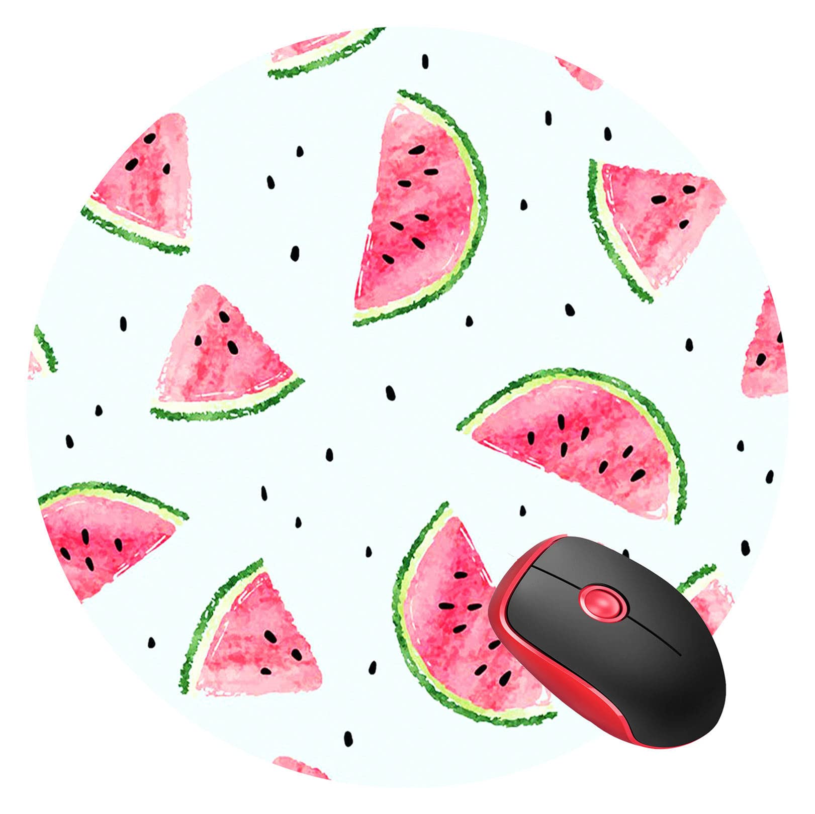 Watermelon Themed Non-Slip Round Gaming Mouse Pad - Ergonomic Rubber Base Computer Mouse Mat for PC, Laptop, Office & Home Use | Perfect for Summer Gaming Sessions and Workspace Decor