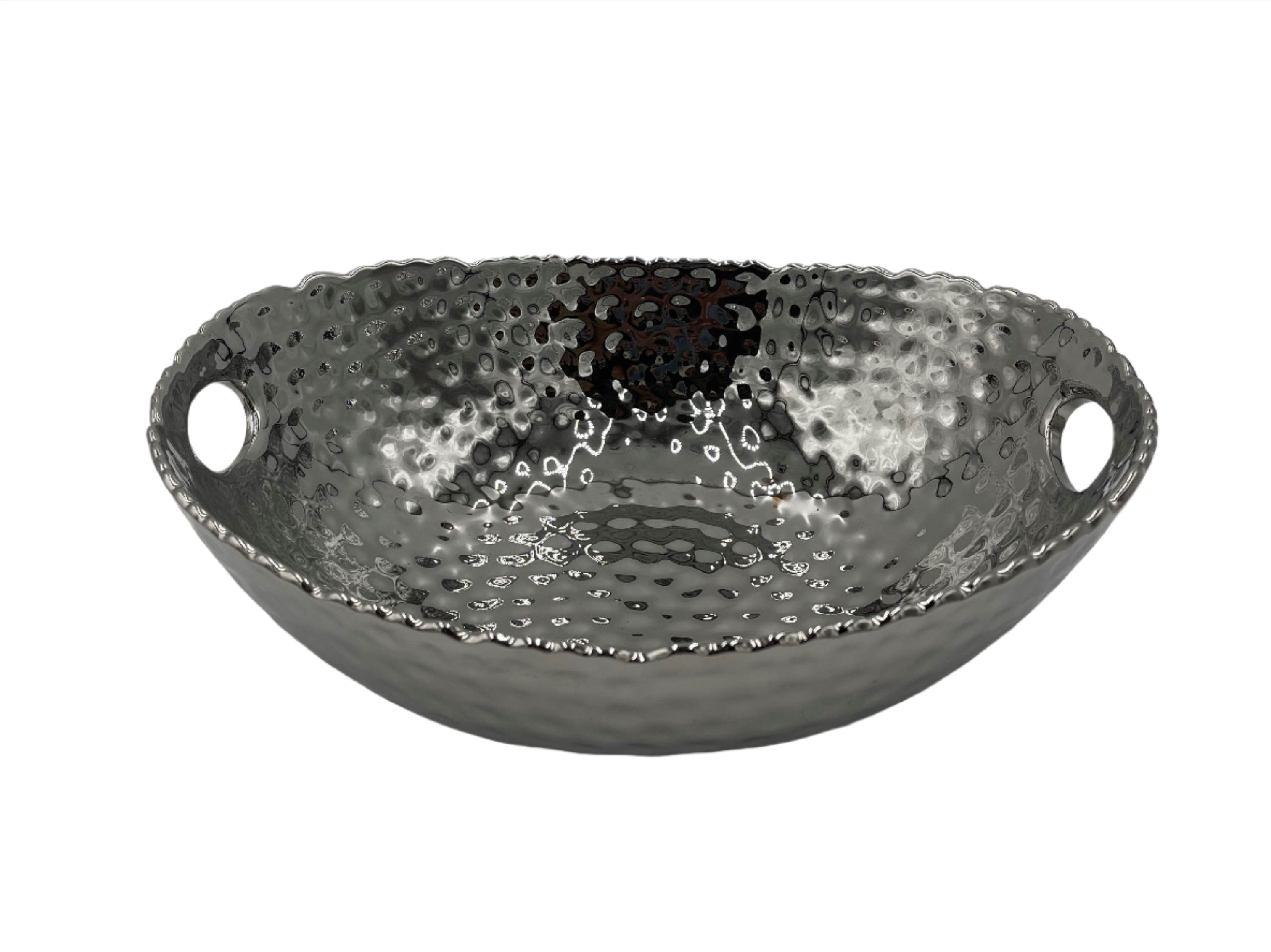 11.5x9x5 Inch Silver Oval Bowl - Elegant Serving Dish for Salads, Fruits, and Decor - Perfect for Dining, Entertaining, and Home Decor