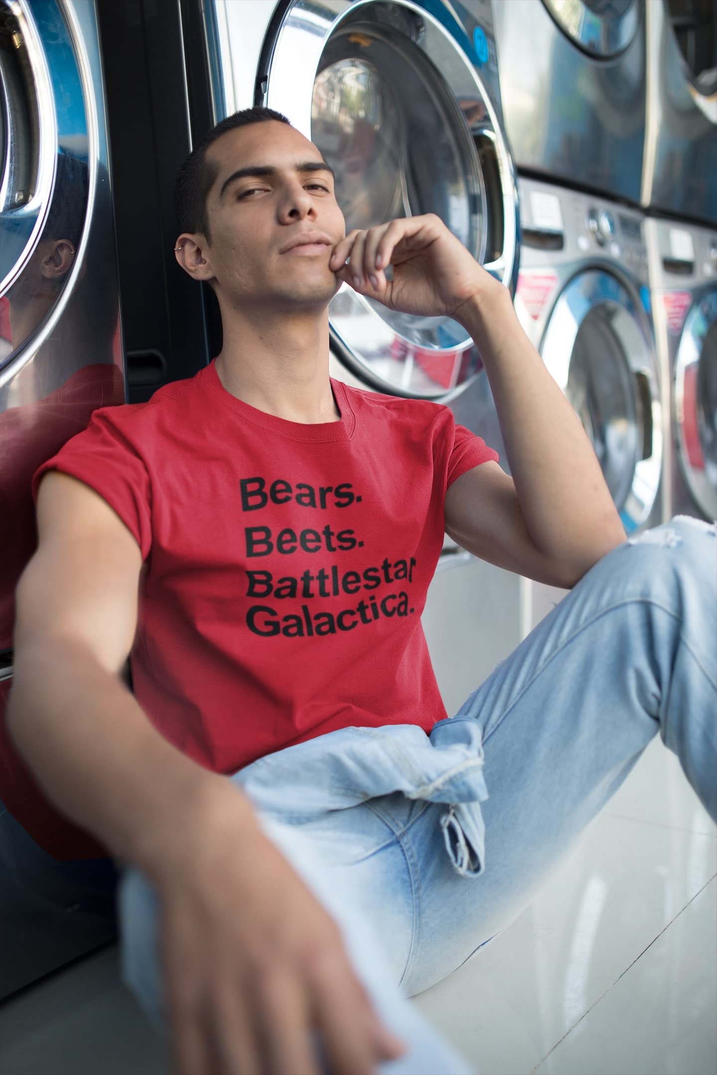 Pop Threads Bear Beets Graphic Short Sleeve T-Shirt for Men - Casual Office Wear & Funny Gift Idea