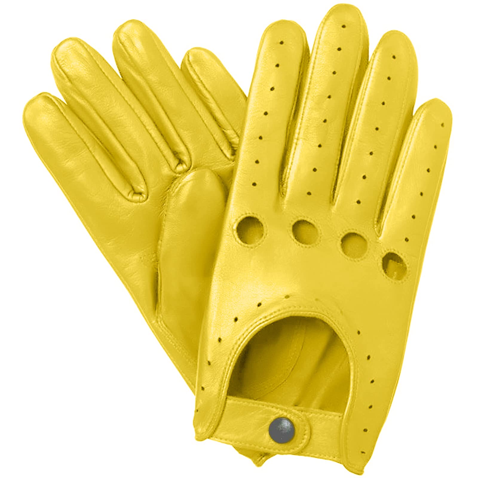 Premium Genuine Sheepskin Chauffeur Driving Gloves - Yellow | Winter Warm Touchscreen Leather Gloves for Men & Women | Perfect for Luxury Cars, Vintage Vehicles & Cold Weather Commuting