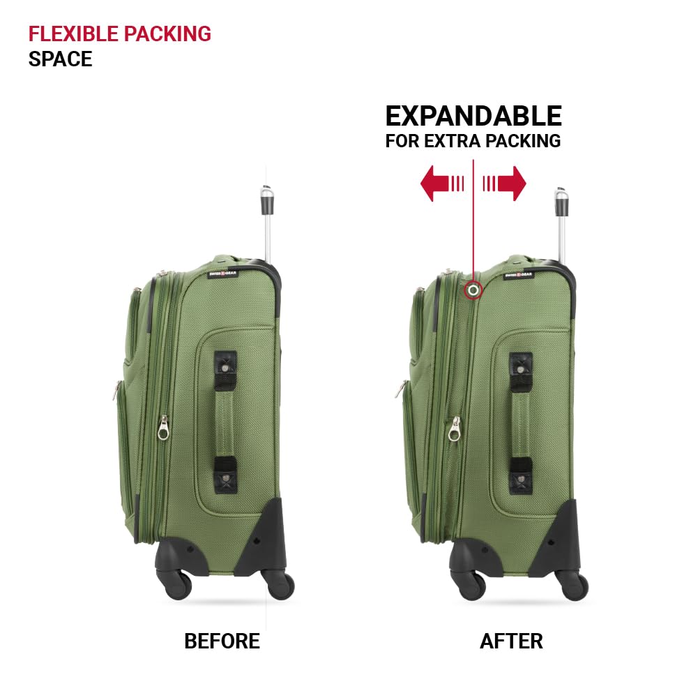 SwissGear Sion Softside Expandable Luggage Set - 3-Piece (21/25/29 Inch) Carry On Suitcase with Spinner Wheels, Lightweight Durable Travel Bag for Business Trips & Vacations | Perfect for Air Travel, Weekend Getaways & Family Holidays