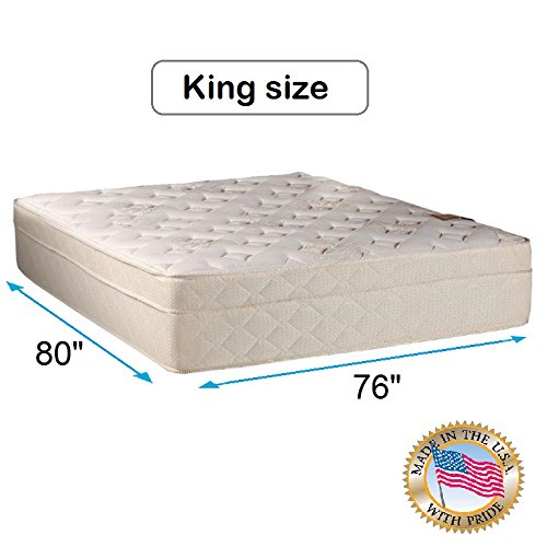 Dream Solutions USA King Size Firm Foam Encased Pillowtop Mattress with Innerspring Coils & Orthopedic Support - Includes Mattress Cover Protector, Fully Assembled - Ideal for Back Pain Relief & Pressure Point Support in Master Bedrooms & Guest Rooms