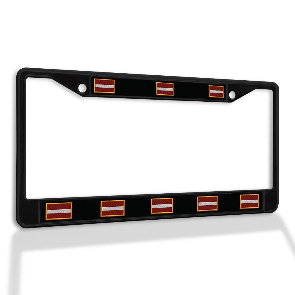 Premium Metal Insert License Plate Frame - Durable & Weatherproof Car Accessories for Latvia - Black 2-Hole Solid Design - Perfect for Car Enthusiasts & Everyday Protection