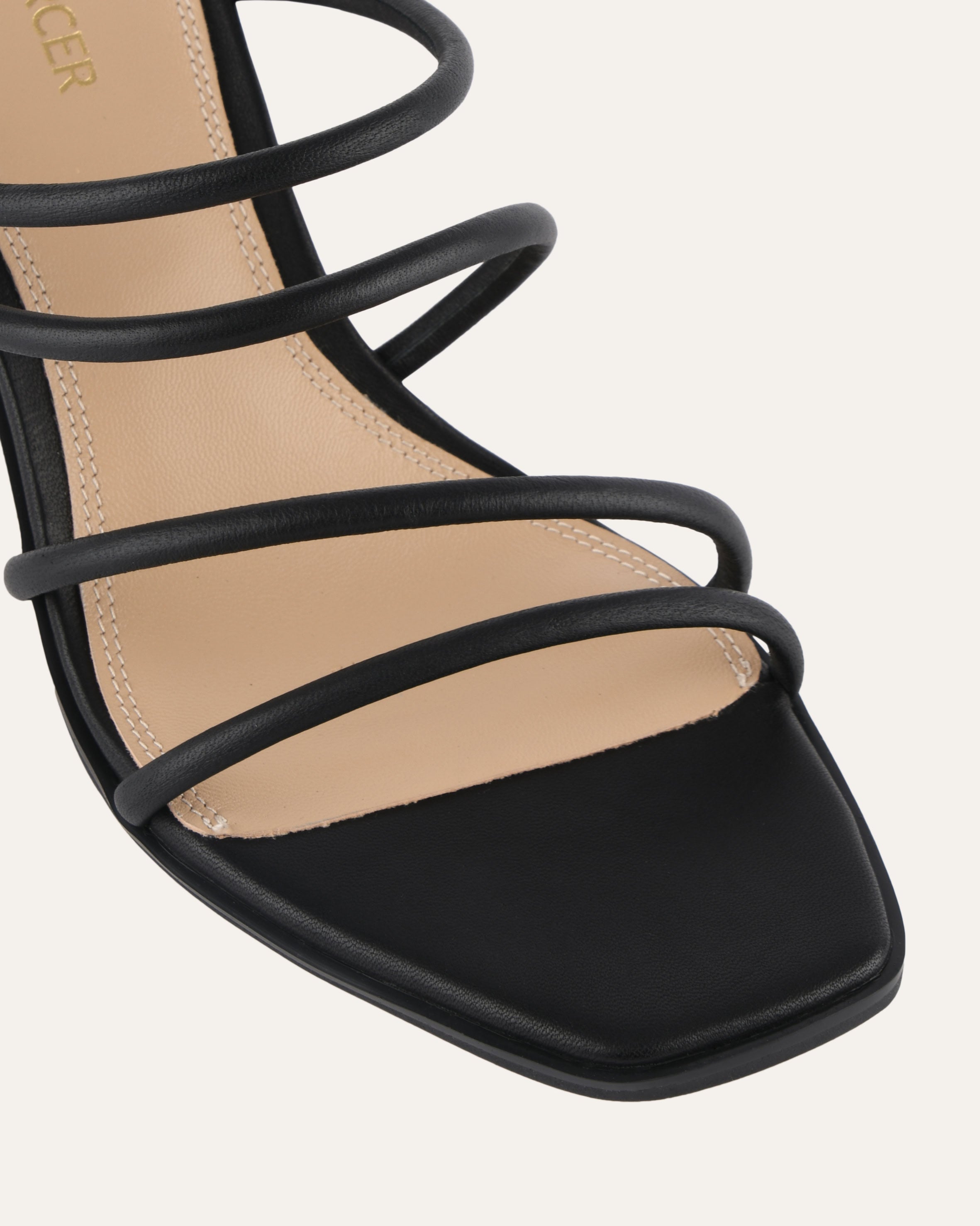 NAOMI Black Leather Mid Heel Sandals for Women - Comfortable & Stylish Summer Dress Shoes for Weddings, Parties & Office Wear