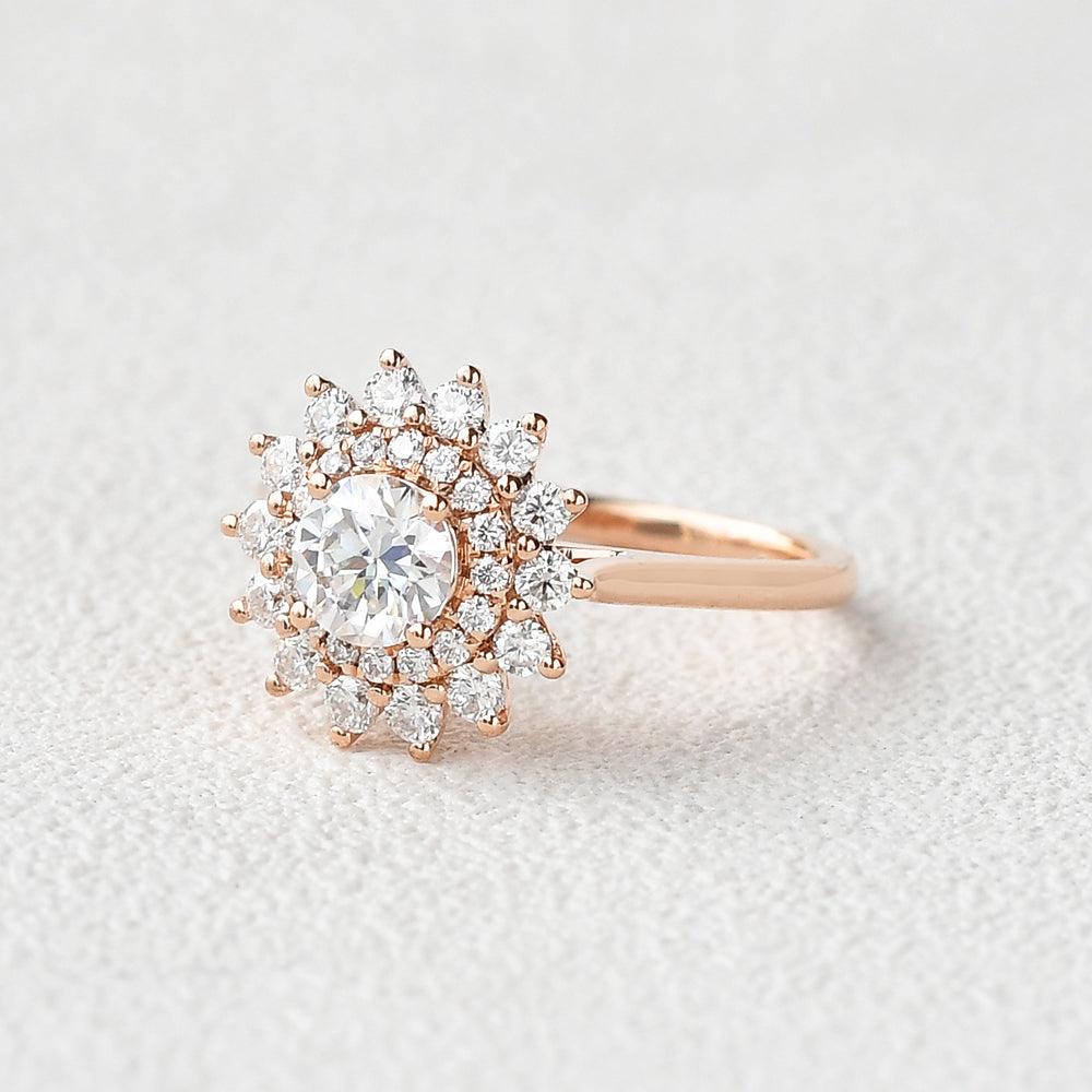 1.5ct Round Cut Moissanite Engagement Ring for Women - 14K Rose Gold Wedding Band - Perfect for Proposals, Anniversaries & Bridal Jewelry
