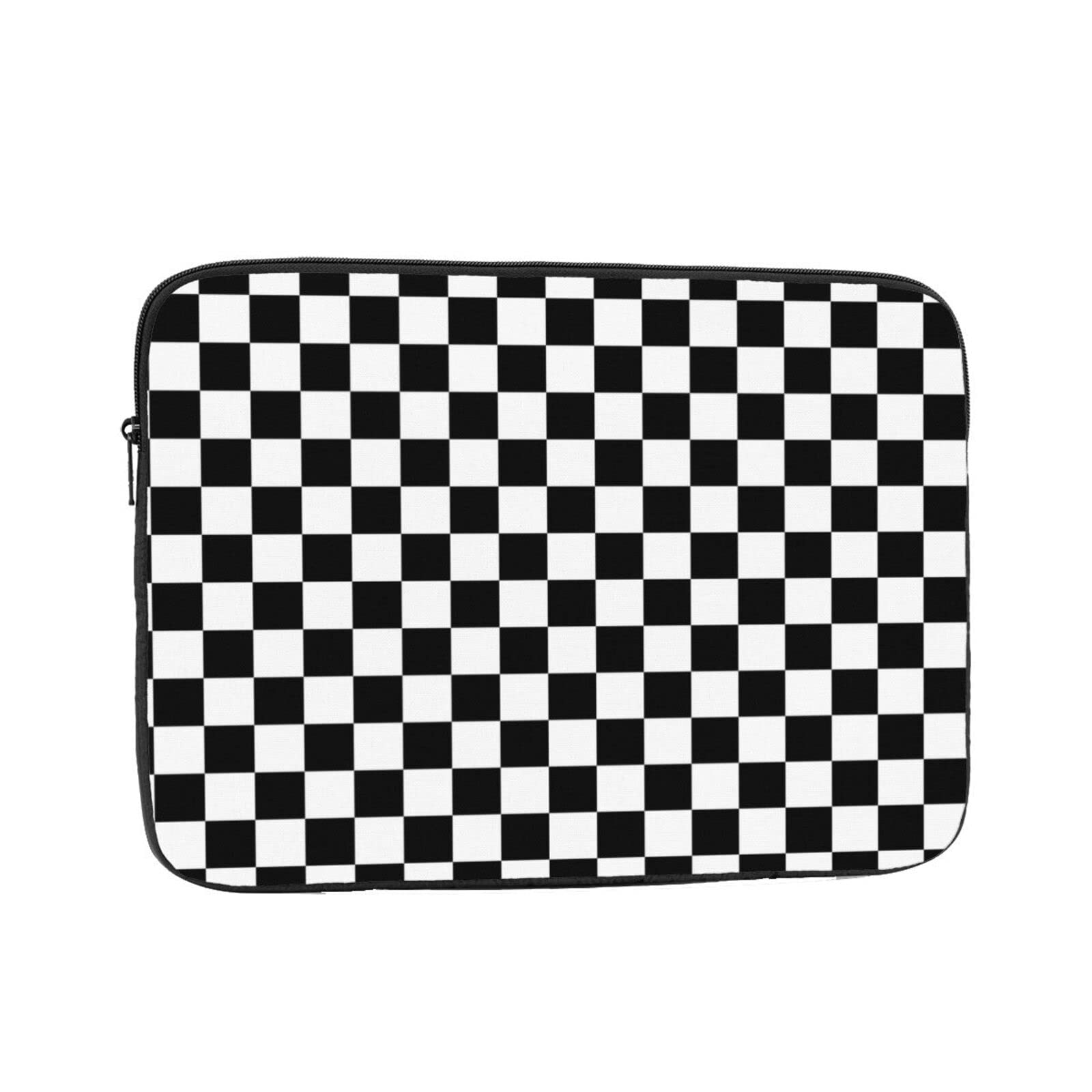 Black & White Checkered Flag Laptop Sleeve Case - 10 Inch Protective Computer Bag for MacBook, Work & Business Travel - Perfect for Office, Commuting & College Students