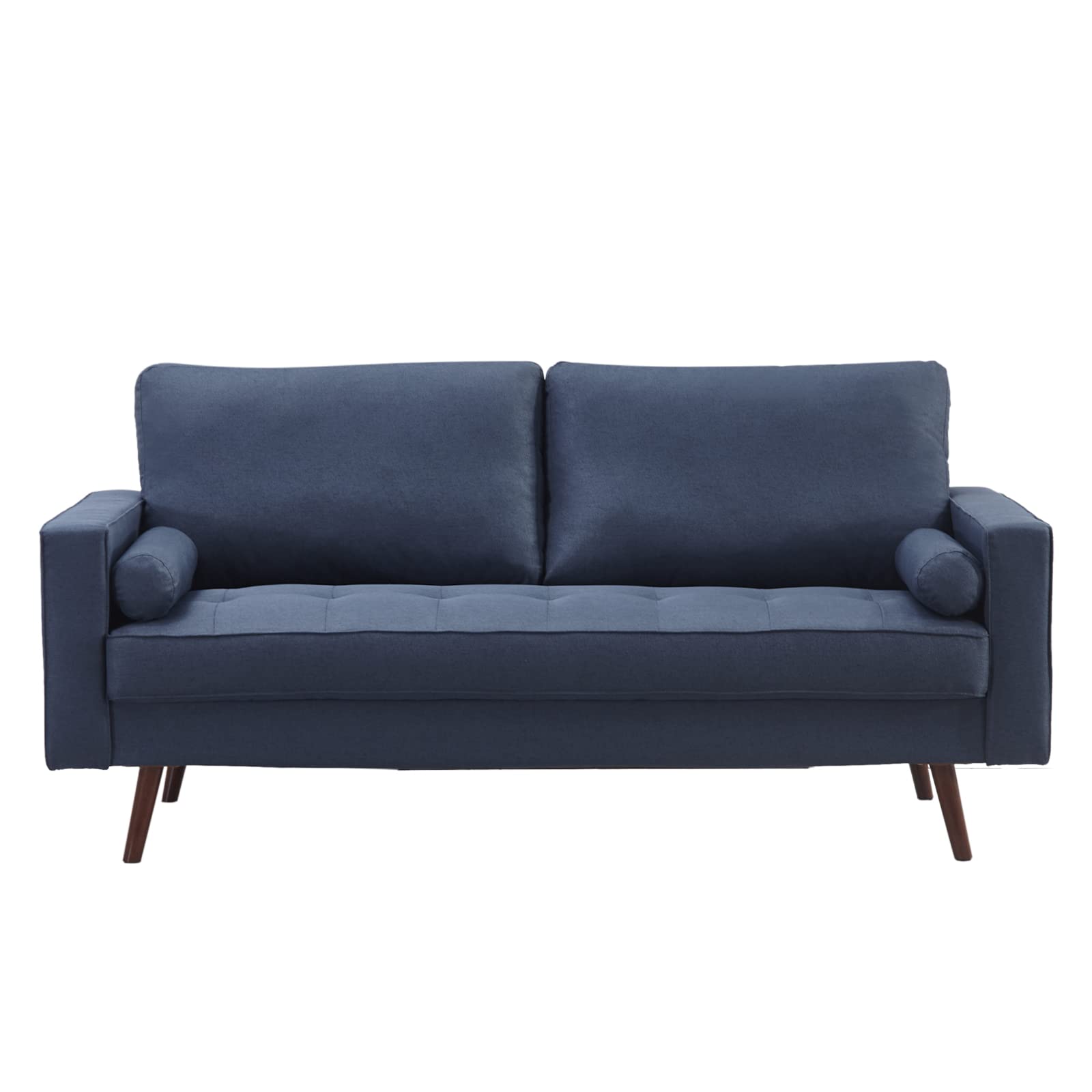 Modern Mid-Century Fabric Sofa - Small Blue Couch for Living Room, Soft Upholstery & Tool-Free Assembly | Perfect for Apartments, Studios & Cozy Spaces