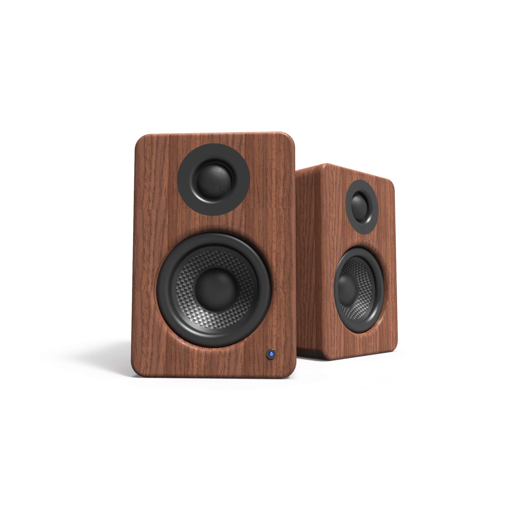 Kanto YU2WALNUT 100W Powered Desktop Speakers with Built-in Amplifier - Premium Walnut Finish - Perfect for Home Office, Gaming & Music Listening