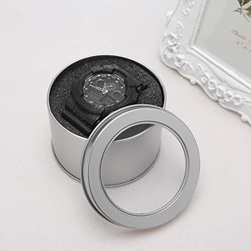WM Home Round Metal Watch Box - Jewelry & Wrist Watch Display Case with Soft Cushion | Watch Storage Organizer for Men & Women | Perfect for Watch Collectors, Gift Presentation & Travel