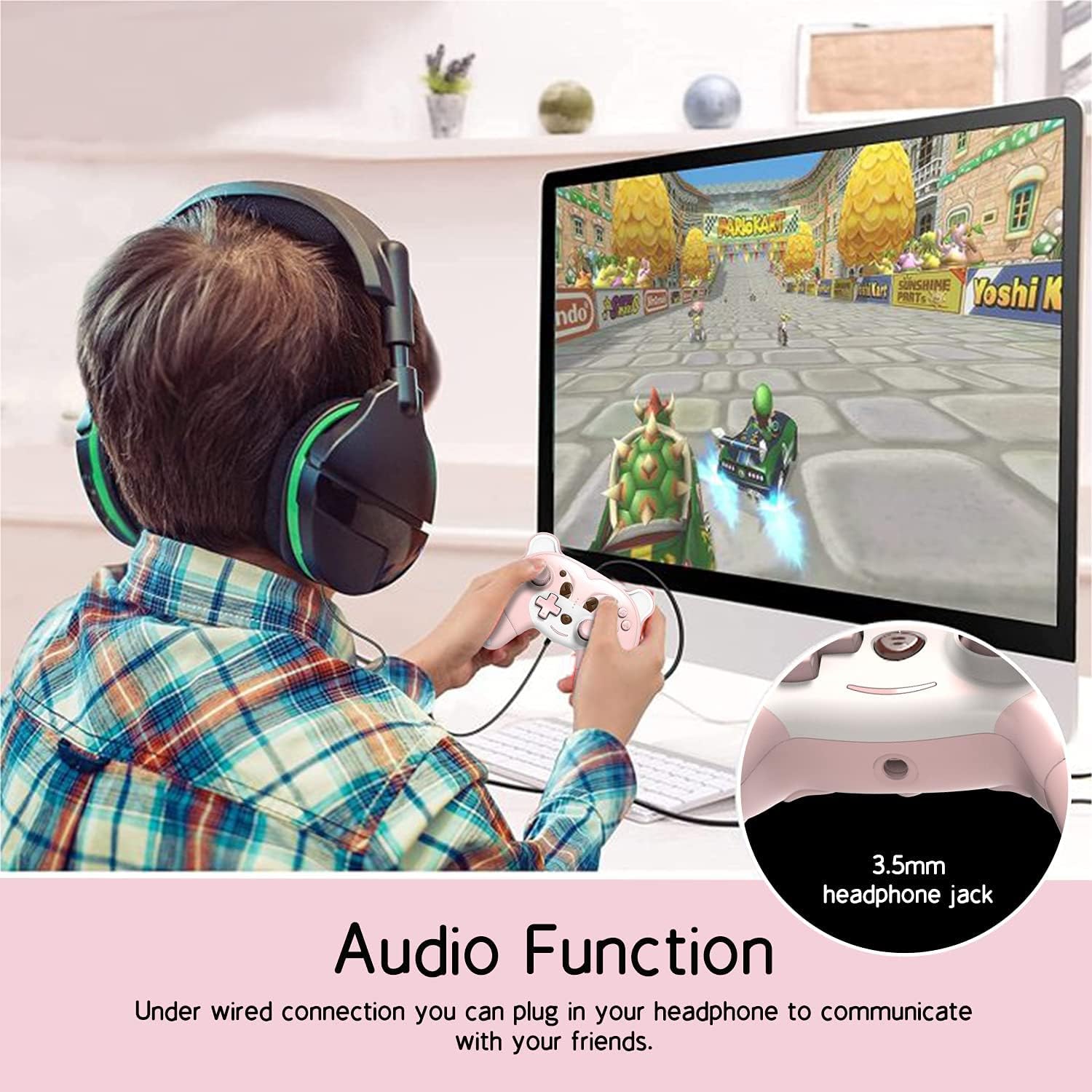 Mytrix Pink Wireless Pro Controller for Nintendo Switch & Switch Lite - Ergonomic Gamepad with Macro, Turbo, Motion Control, Vibration & Breathing LED Lights | Perfect Gift for Girl & Boy Gamers | Ideal for Mario Kart, Animal Crossing & Multiplayer Gaming Sessions