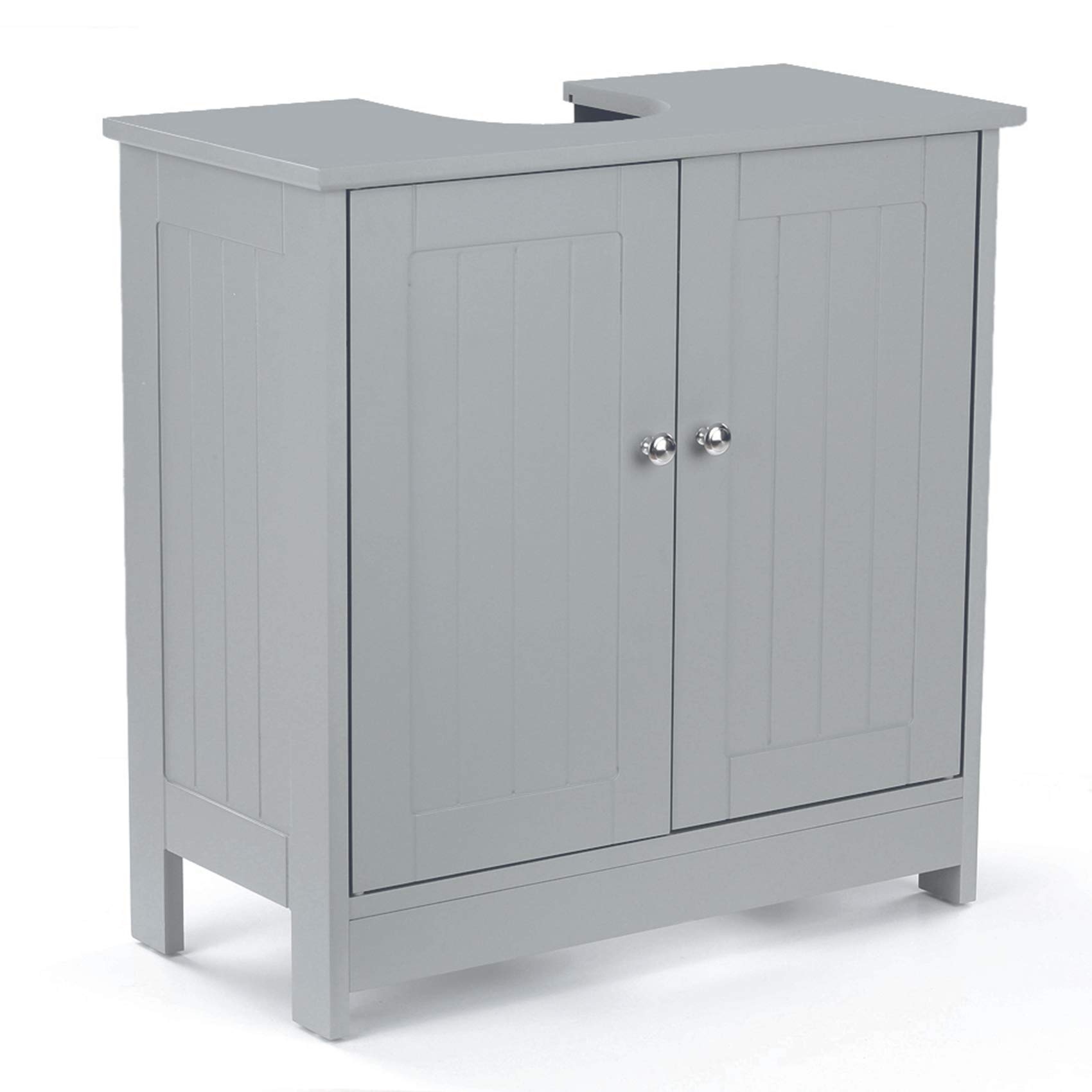 Modern Bathroom Vanity Cabinet with 2 Doors & Shelf - Free Standing Under Sink Storage Organizer for Bathroom, Kitchen, Laundry Room - Space Saving Pedestal Cabinet for Toiletries, Cleaning Supplies & More