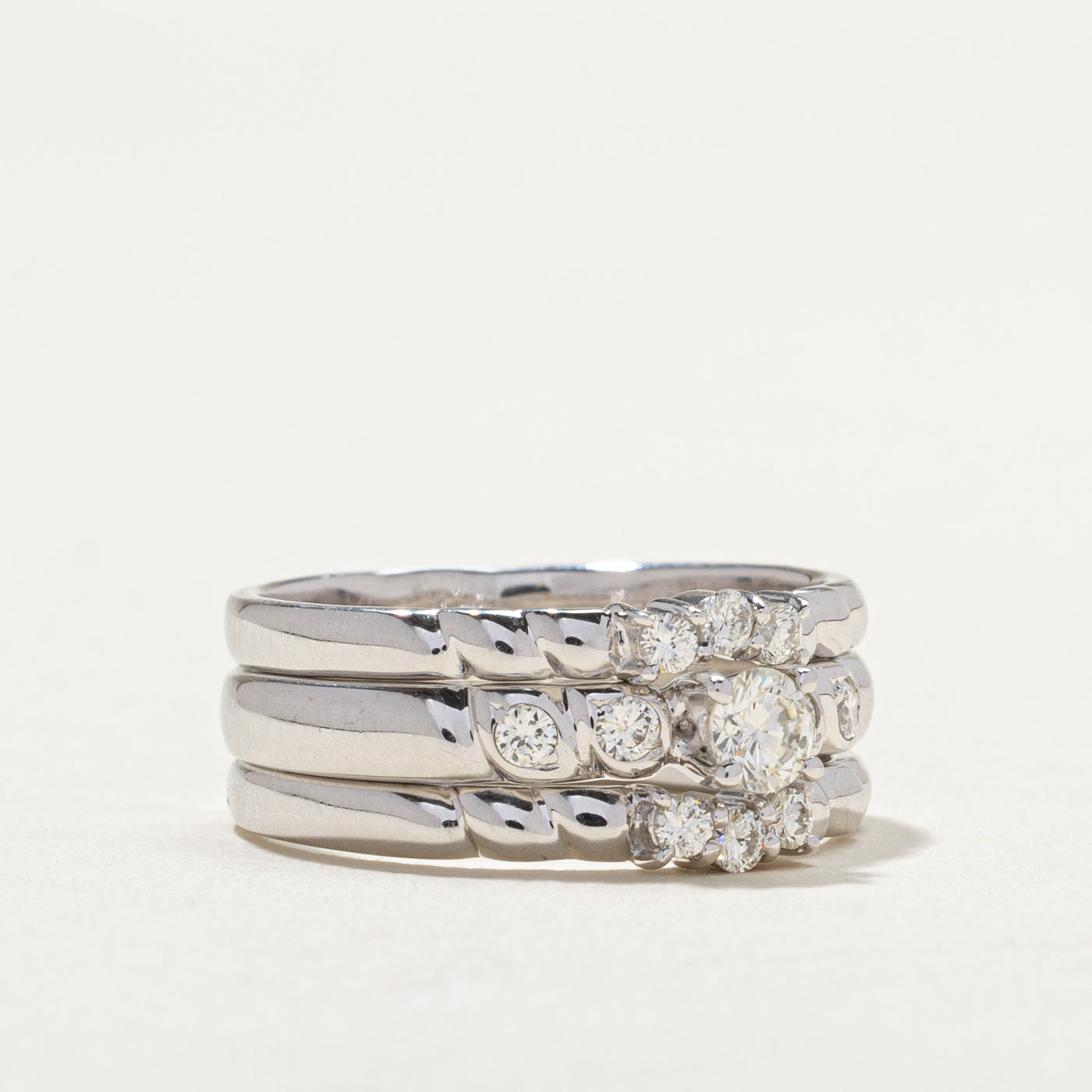 14K White Gold Diamond Wedding Ring Set - 0.17ct Center Stone & 0.20ctw Total Weight - Size 6.5 - Elegant Bridal Jewelry for Engagement, Proposal & Anniversary Gifts