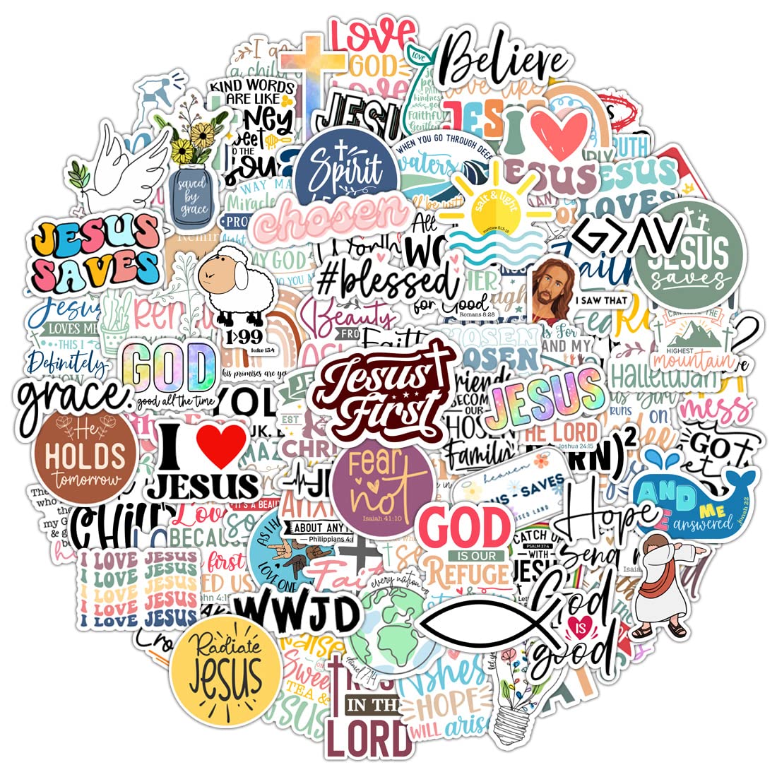 100 Pack Inspiring Christian Stickers - Waterproof Vinyl Bible Verse Decals for Water Bottles, Laptops, Phone Cases | Religious Easter Gifts for Kids, Teens, Boys & Girls | Perfect for Church Events, Bible Study, Youth Group Activities & Faith-Based Decor