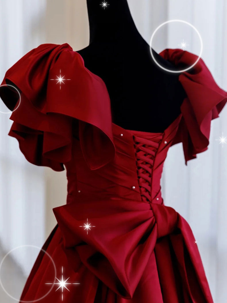 Elegant Burgundy Satin Long Prom Dress - Floor Length Evening Gown for Formal Events, Homecoming, Weddings & Special Occasions