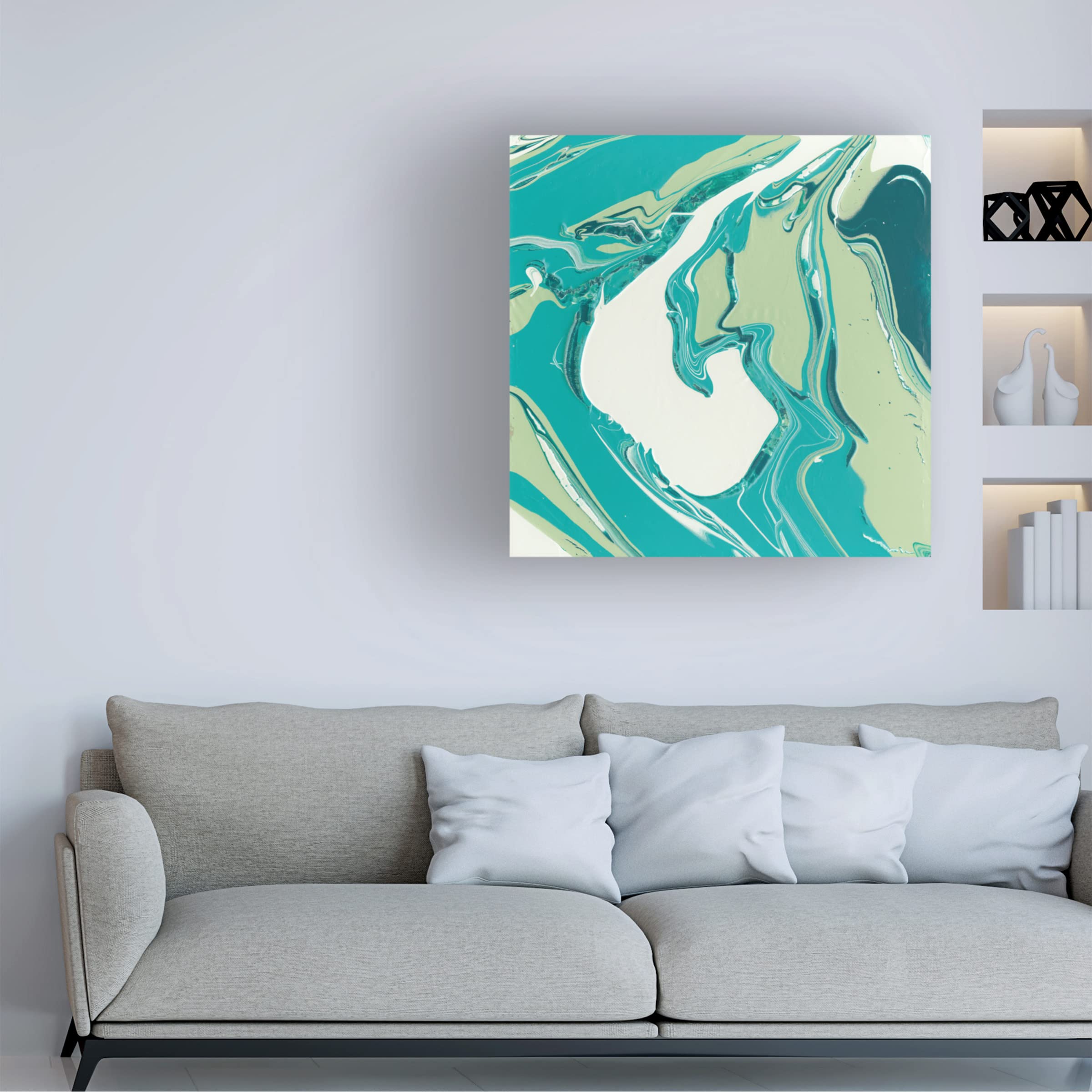 Flowing Teal IV Abstract Canvas Wall Art by Studio W - Modern Home Decor for Living Room, Bedroom & Office