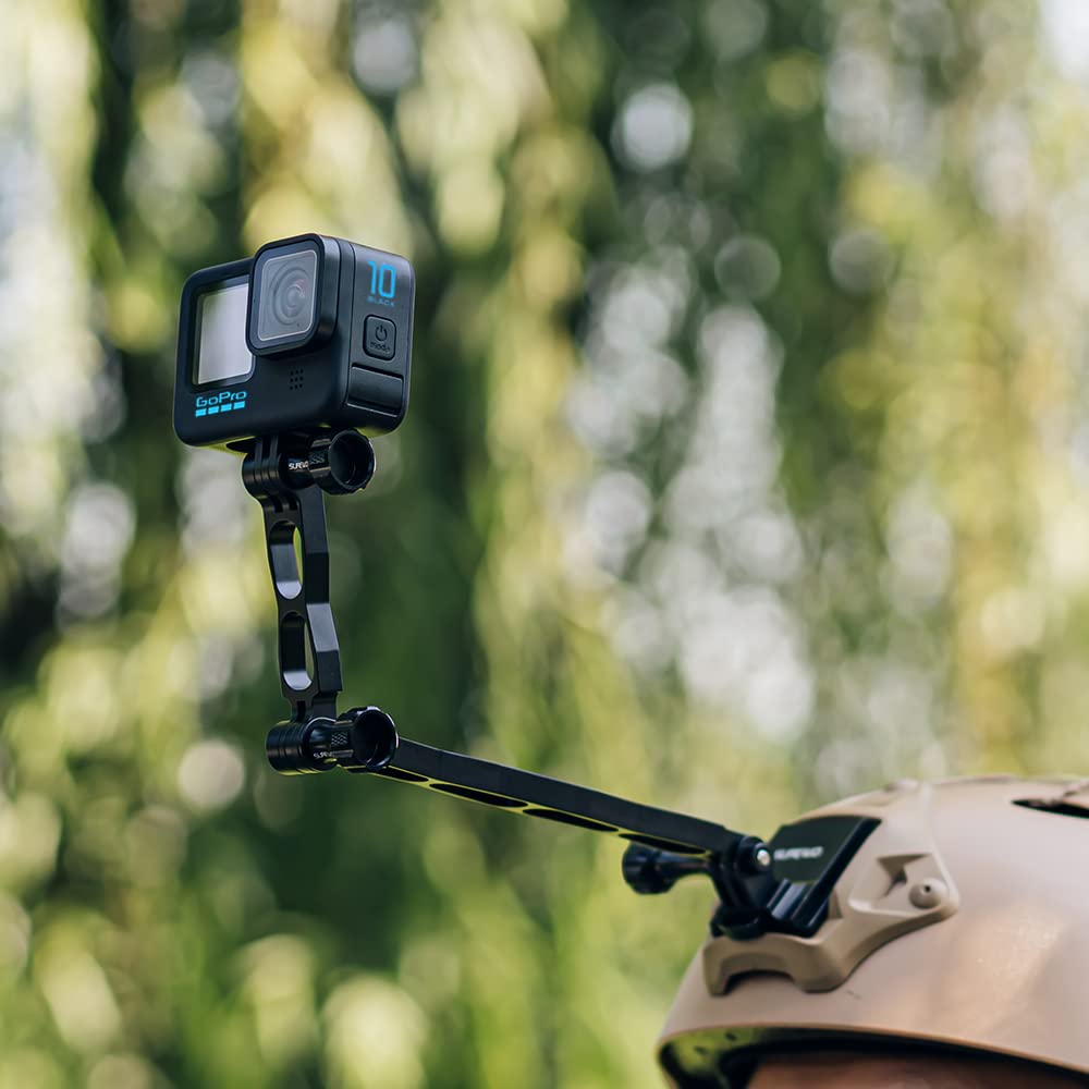 SUREWO Aluminum NVG Helmet Mount for GoPro Hero 13/12/11/10/9/8/7/6/5 Black, DJI Osmo Action 5/4/3/2 - Universal Action Camera Mount with NVG & Extension Arm Set - Perfect for Military, Airsoft, Tactical Training & Outdoor Adventures