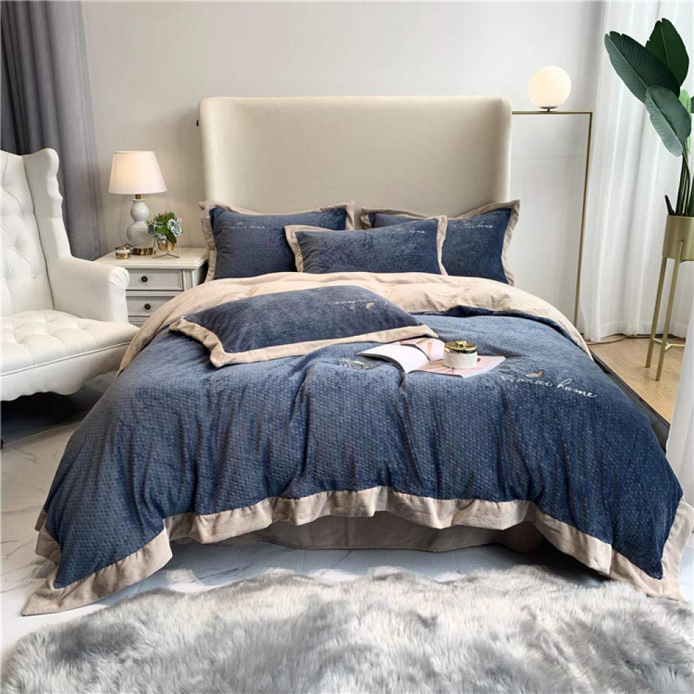 King Size Fleece Duvet Cover Set - Winter Warm Solid Color for Baby Bedding