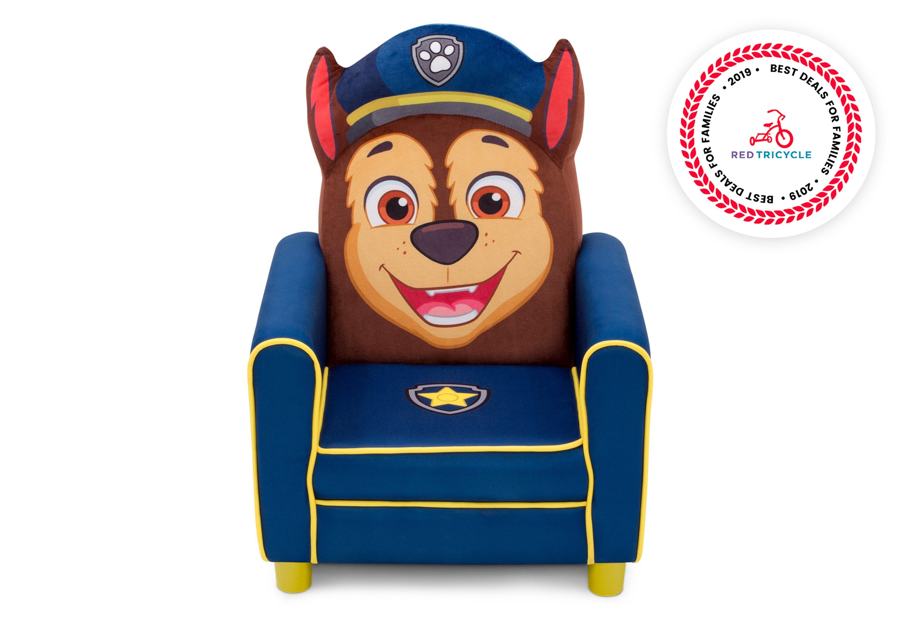 PAW Patrol Chase Figural Upholstered Kids Chair - Soft Plush Character Chair for Toddlers & Children - Perfect for Bedrooms, Playrooms & Gift Giving