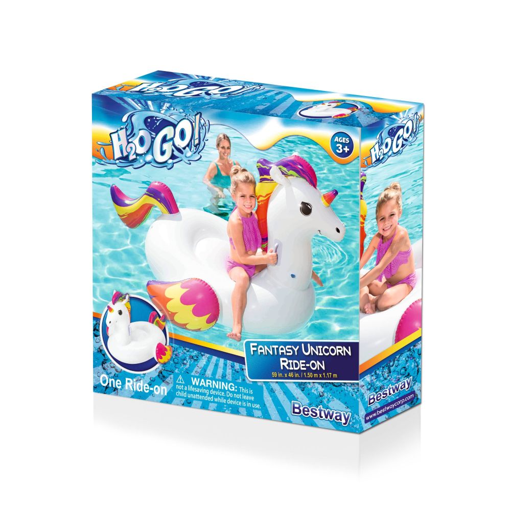 Bestway H2OGO! Fantasy Unicorn Inflatable Ride-On Pool Float for Kids - Fun Summer Water Toy for Swimming Pools, Lakes & Beaches