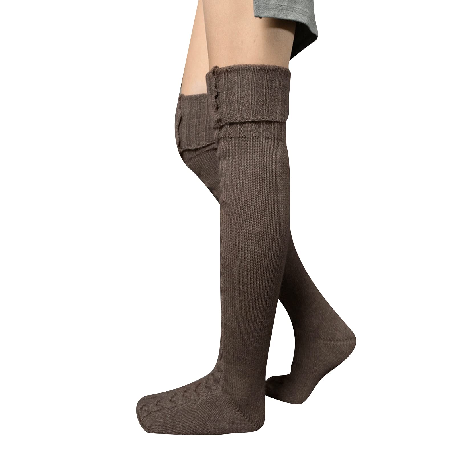Women's Extra Long Cable Knit Boot Socks - Knee High Wool Leg Warmers for Winter Fashion