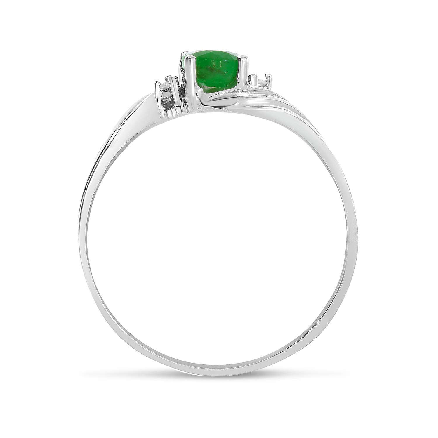 10K White Gold Emerald and Diamond Ring for Women - Elegant Jewelry Gift for Engagement, Anniversary & Special Occasions