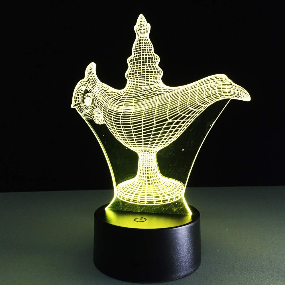 Kabeto Aladdin Magic 3D Lamp - 7 Color Changing LED Night Light with Optical Illusion Effect, USB Powered Mood Lamp for Kids Room Decor, Bedside Nightlight, and Party Flash Toy - Perfect for Bedrooms, Nurseries, and Themed Parties