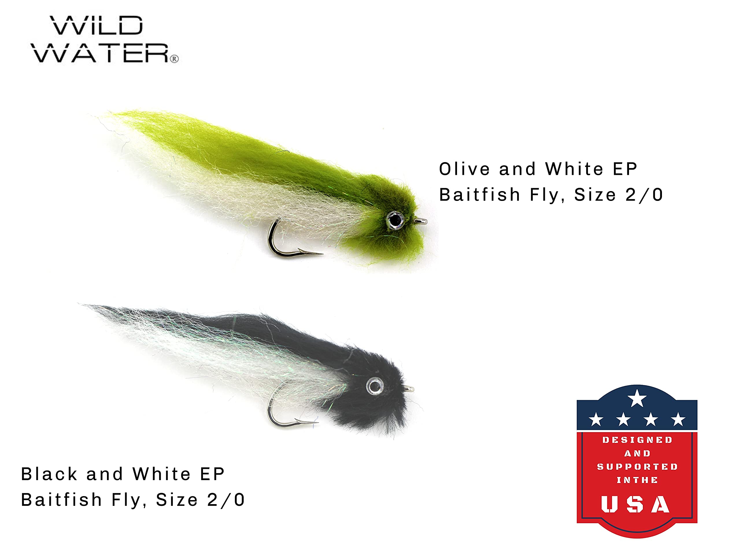 Wild Water EP Top Water Baitfish Fly Fishing Lure Assortment - 12 Saltwater & Freshwater Flies with 6-Section Fly Box - Perfect for Trout, Bass, and Pike Fishing in Rivers and Lakes