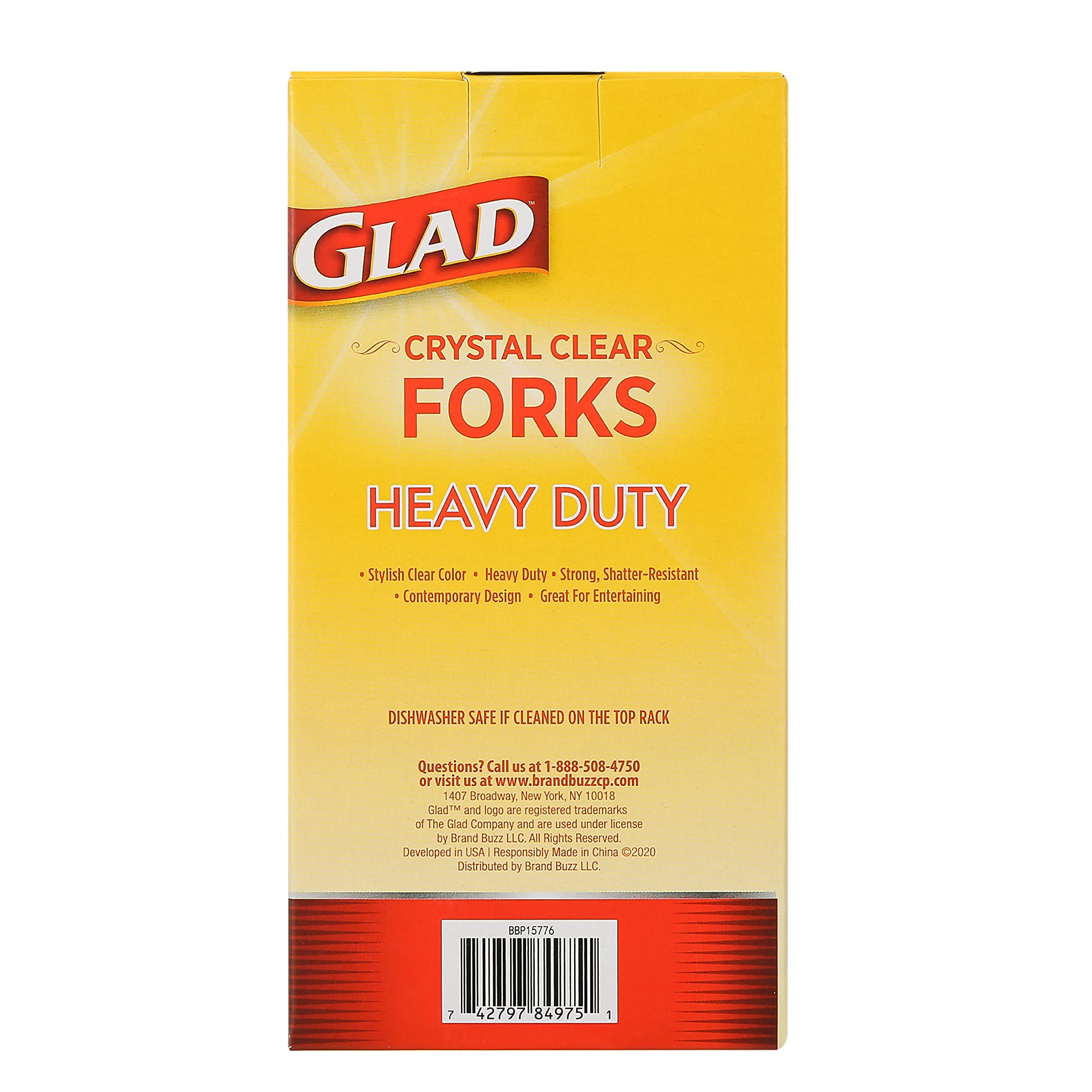 Glad Crystal Clear Heavy Duty Plastic Forks - 24 Count | Durable Disposable Cutlery for Parties, Picnics, BBQs & Everyday Use