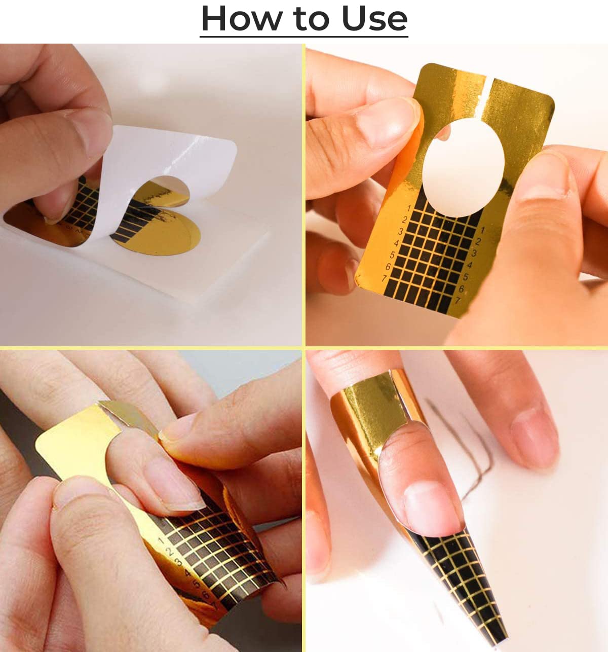 MAPPERZ Golden Horseshoe Nail Forms - 25pcs Thick Paper Nail Extension Tips for Acrylic & Gel Nails | Professional Nail Art Accessories & Guide Stickers | Perfect for Salon, DIY Manicures & Nail Building