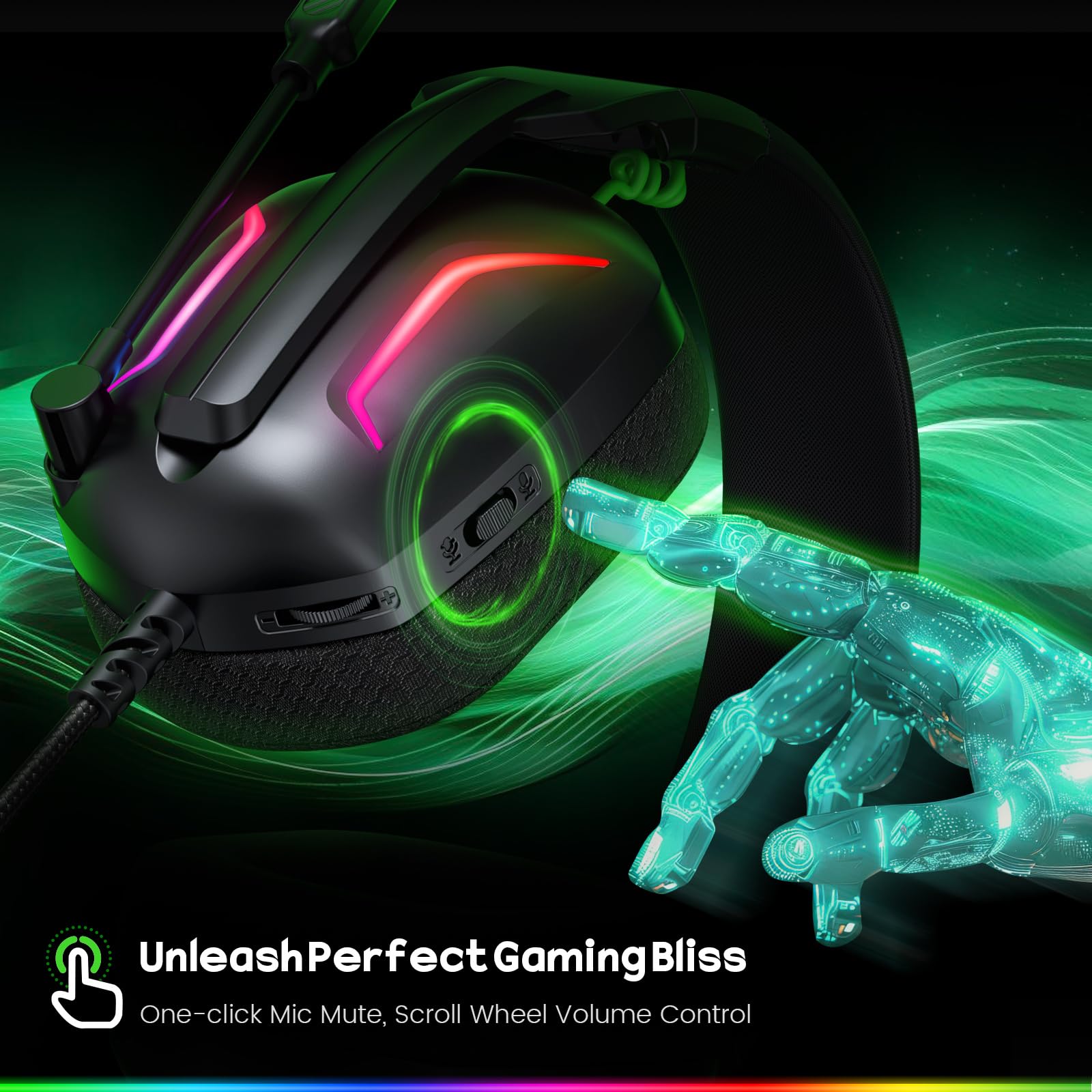 Best Wired Gaming Headset for Xbox Series X|S, Xbox One, PS4, PS5, Nintendo Switch, PC & Mobile - 50mm Drivers, Surround Sound, ENC Noise Cancelling Mic & Memory Foam Ear Cushions - Perfect for Competitive Gaming, Streaming & Online Chat