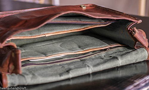 VC VINTAGE COUTURE 18 inch Genuine Leather Messenger Bag - Handmade Laptop Satchel with Padded Full Flap (Brown) | Perfect for Work, Travel & College Students