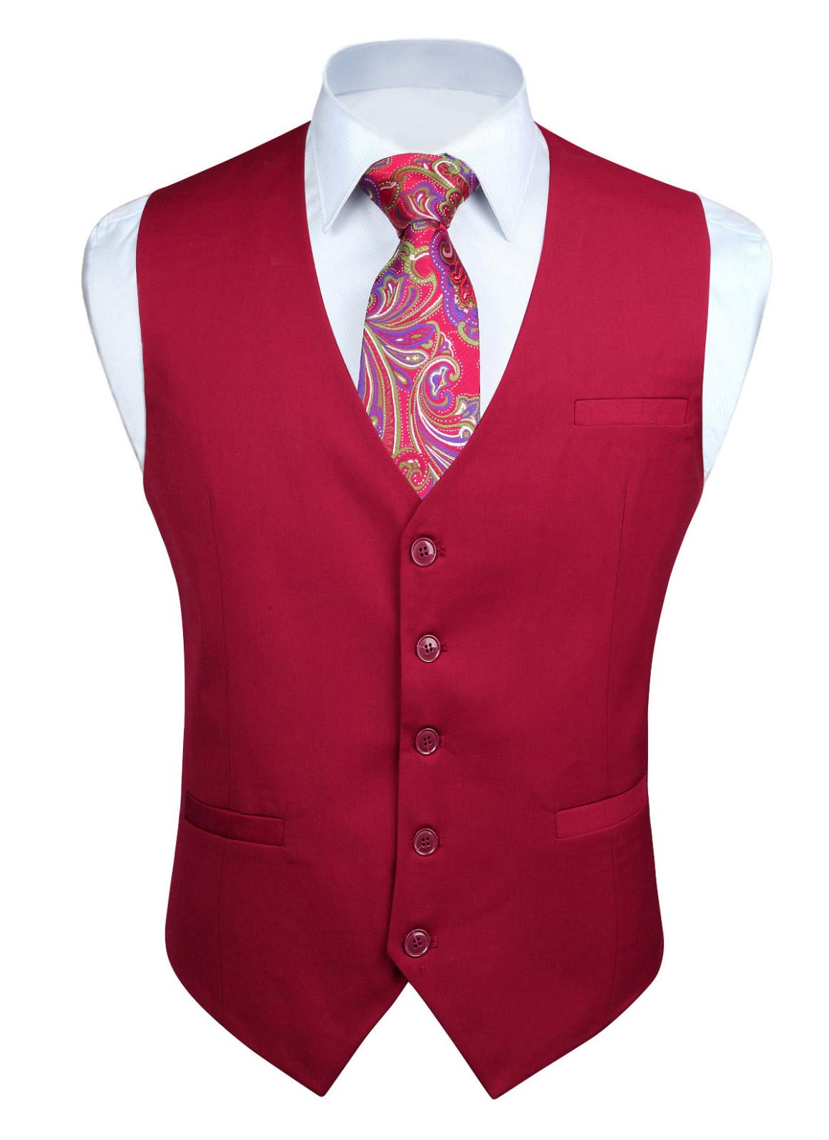 Enlision Men's Formal Suit Vest - Slim Fit Business Waistcoat for Suits & Tuxedos | Solid Color Dress Vest for Weddings, Office & Special Occasions