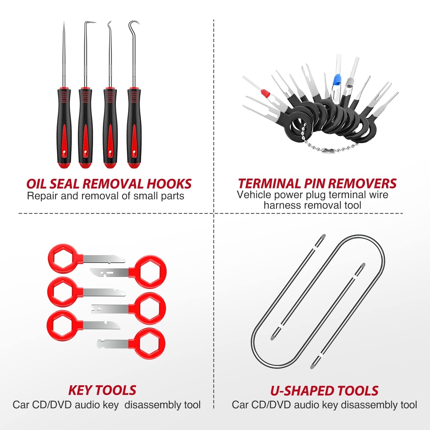 Nilight 200Pcs Car Trim Removal Tool Kit - Auto Push Pin Bumper Retainer Clip Set, Fastener Terminal Remover & Adhesive Cable Clips with Round Handle Crowbar - Perfect for Car Panel, Radio Installation & Auto Repair - 2 Year Warranty
