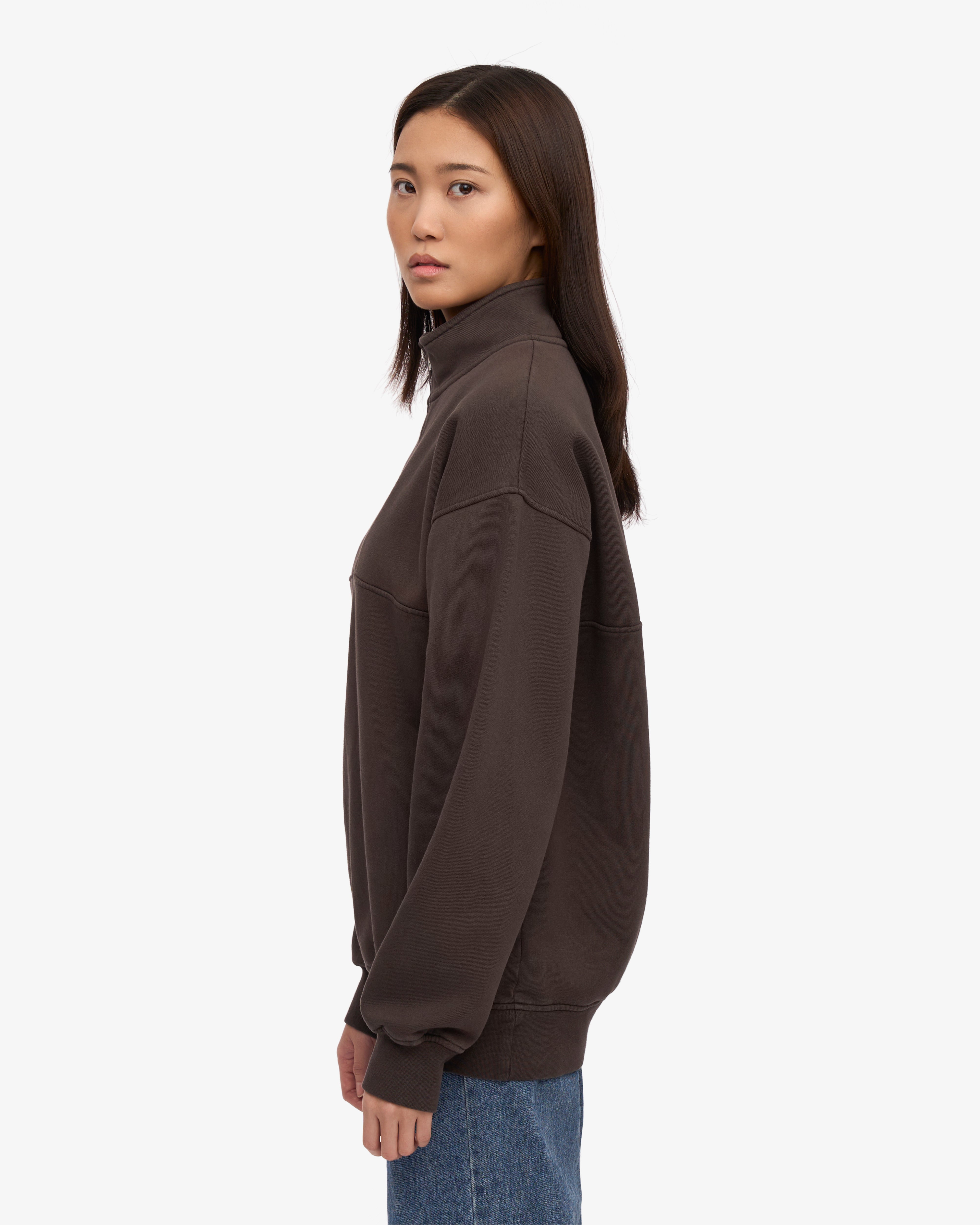 Organic Quarter Zip Sweatshirt for Men - Soft Coffee Brown Pullover for Casual Wear & Outdoor Activities