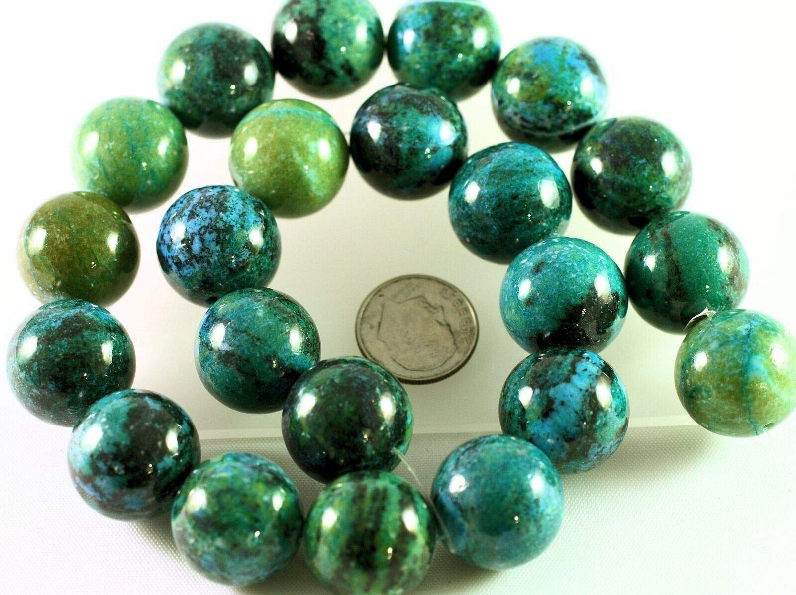 18mm Round Blue Green Azurite Imitation Gemstone Beads - 1 Strand for DIY Jewelry Making, Bracelets, Necklaces & Craft Supplies | Perfect for Boho, Handmade & Fashion Accessories